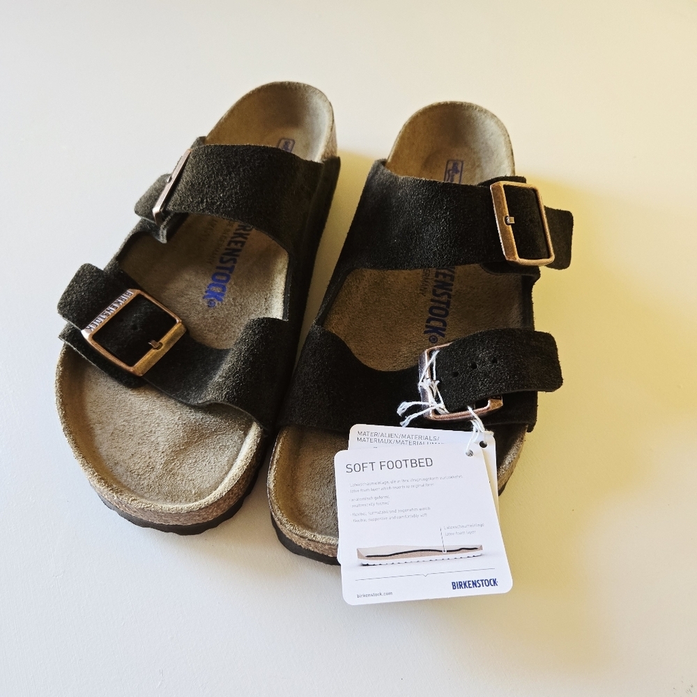 Birkenstock Arizona Mocha Suede Leather Soft Footbed Women's Casual Sandals Sz 8 - Picture 7 of 12